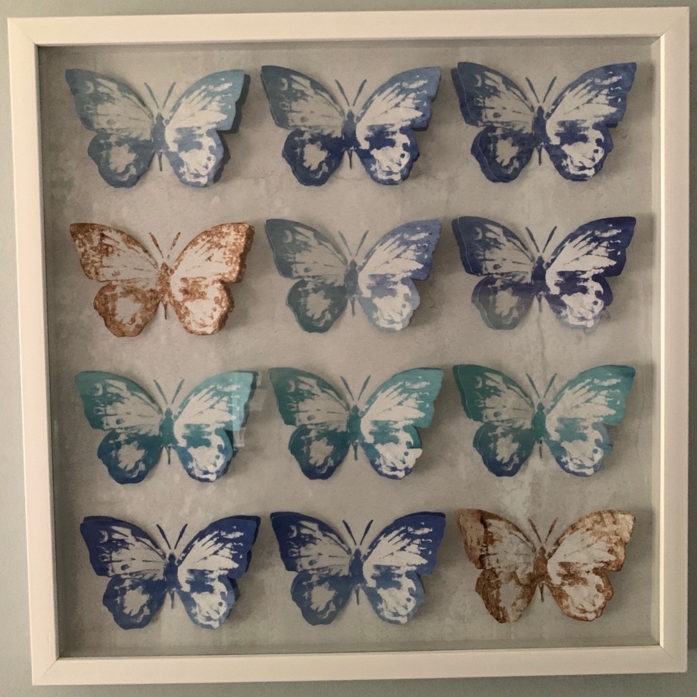 Butterfly 3D picture with white frame